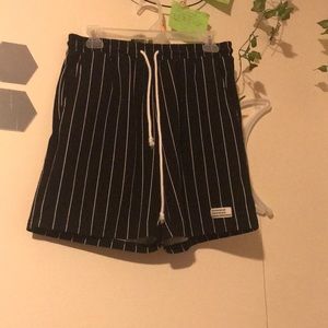 Shein black and white striped mens shorts